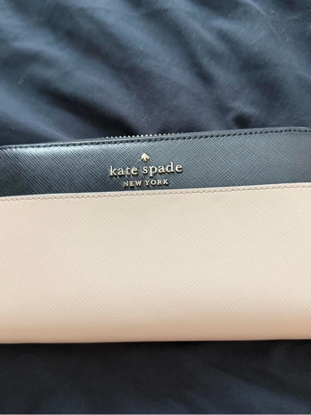 kate spade Two-Tone Black and Cream Saffiano Zip Wallet